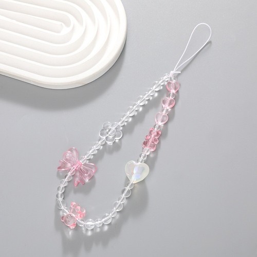 Bowknot Cute Heart Beaded Phone Chain Mobile Phone Shell - Zdjęcie 6 z 14