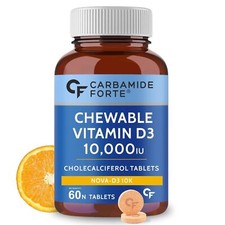 Carbamide Forte Chewable Vitamin D3 10000 IU - Orange Flavour - 60 Tablets