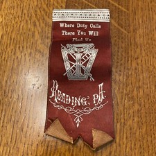 antique Silk Ribbon Reading PA H&L Fire Co No 1 Reading PA Keystone Ribbon Co