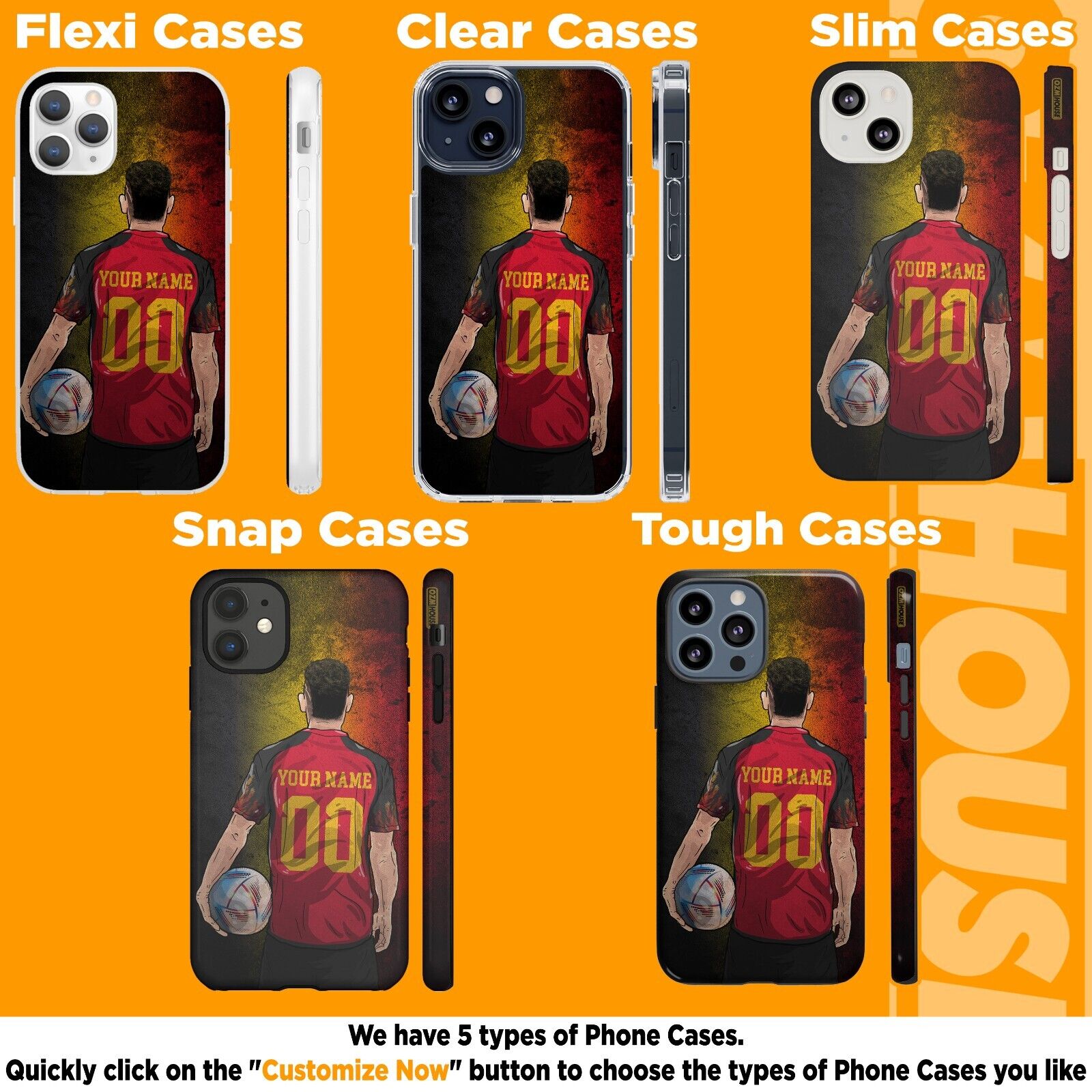 Custom Phone Cases Soccer Club Team Jersey Design - iPhone 5 6 7 8 11 12 13  14 Pro Max Plus Mini Xr Xs SE Samsung Galaxy A03 A13 A53 A73 Note SZ