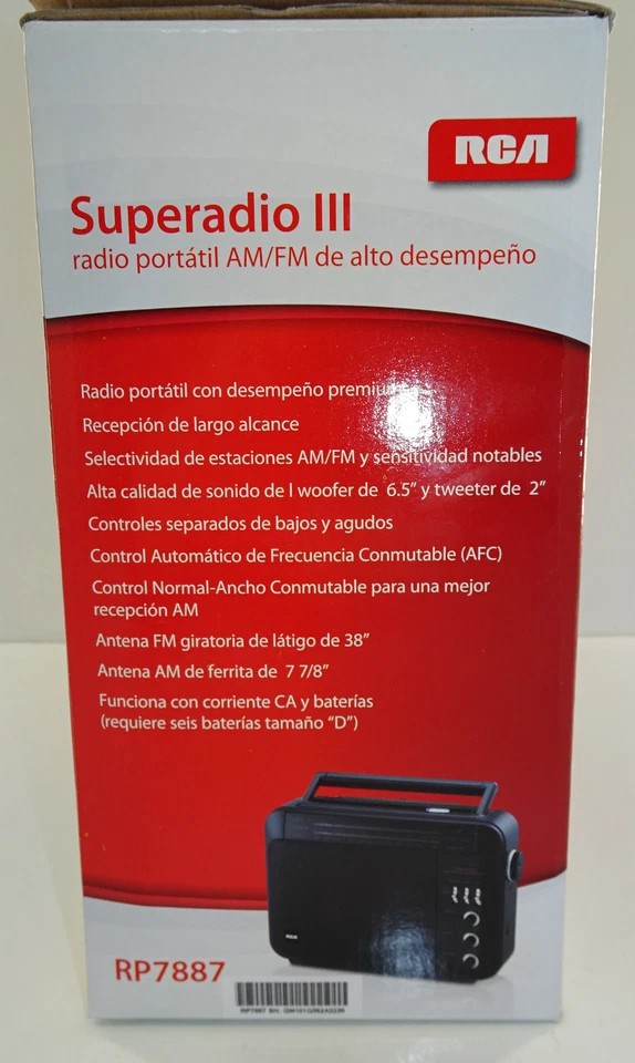RCA SuperRadio III  RP7887  High Performance AM/FM Portable Radio    New in Box - Image 3 of 4