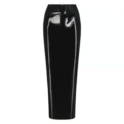 SKIMS Size XXS Patent Faux Leather Swim Skirt Black Onyx CU-SKT-3656 2XS NEW