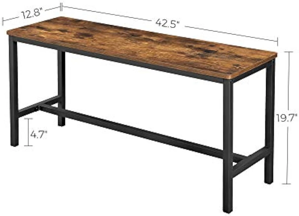 VASAGLE Dining Bench, Pair of 2, Industrial Style, Steel Frame, for Kitchen,  Foto 3 de 4