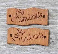 wood handmade buttons tags for crochet knit sewing 2 hole 1 1/4 inch