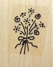 Ret Stampin' Up Wood Mounted Rubber Stamp - Flower Bouquet