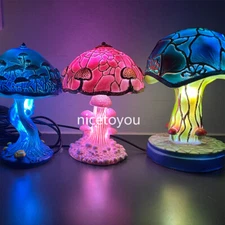 Table Lamp Mushroom Table Lamps Stained Bohemian Resin Night Light Lamp Art Gift