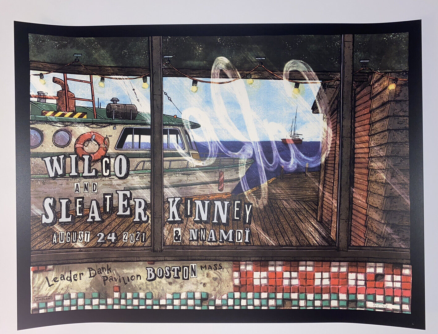 Wilco & Sleater Kinney Boston MA 2021 Poster S/N LandLand Offici