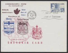 1955 #355 Prairies ALTA SASK Anniversary FDC Sanders Souvenir Card Ottawa