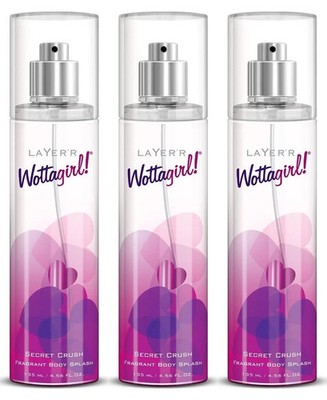 Layer'r Wottagirl Secret Crush Body Splash 135ml   Pack of 3 for Women