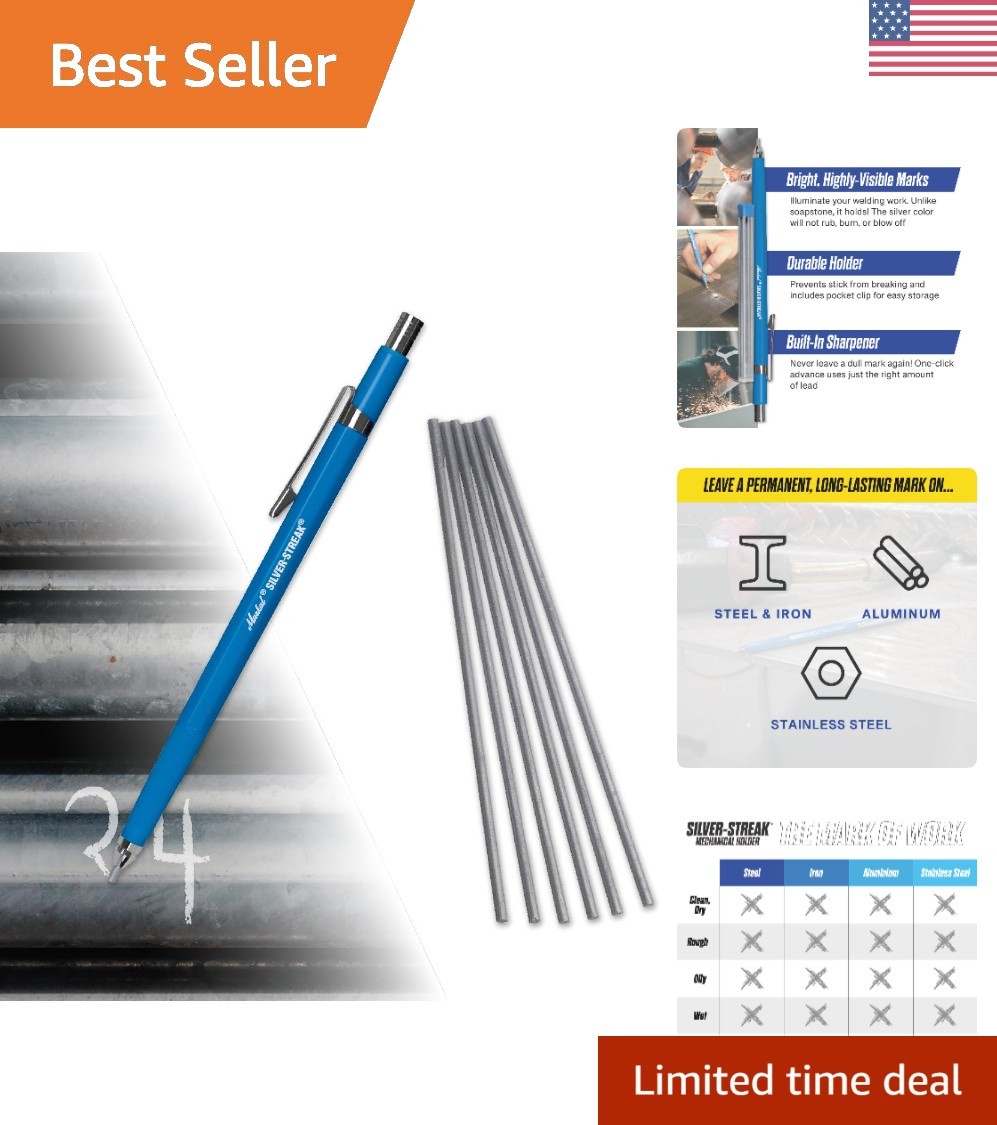 Markal Silver-Streak Refillable Metal Marker with 6 Refills - Water Resistant