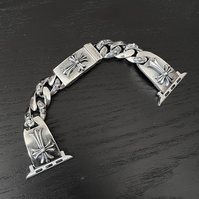 Chrome Hearts Style Apple Watch Bracelet Strap Silver Vintage Cross 
