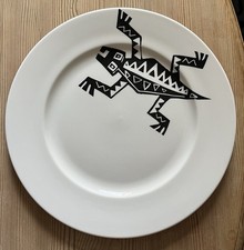 REPEAT REPEAT vintage 1980s White 24.6 Cm Plate  with Black Crocodile Motif VGC