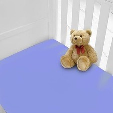 Pack Of 2 Luxury Percale Finest Cot Bed Fitted Sheets Sky Blue -70X140X15cm