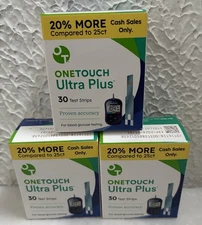 90 One Touch Ultra Plus Test Strips EXP: 01/31/2026 TOTAL 3 BOXES SEALED