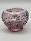 Fenton Pink Opalescent Glass w/ Painted Rose Bowl  "In The Garden Of Friendship"
