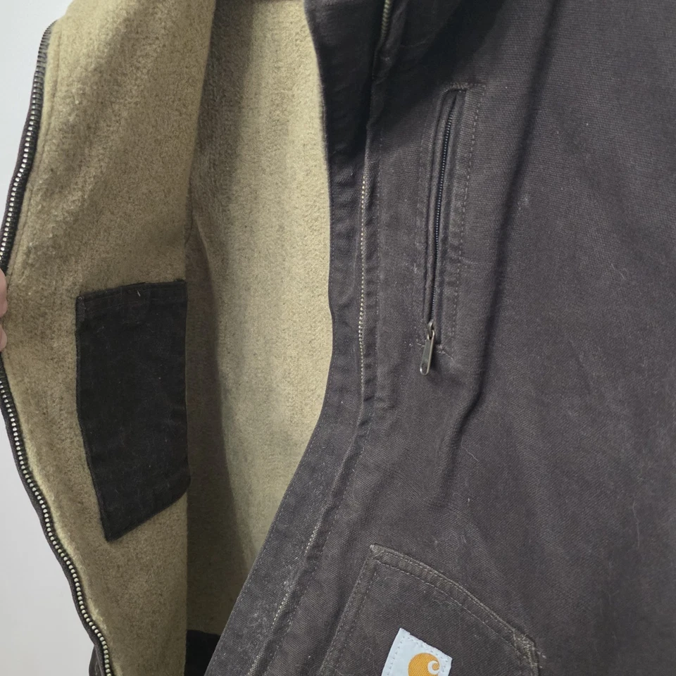 Chaleco Carhartt Calce Relajado Pato Forrado Sherpa Para Mujer S WV001 Marrón Y2K Cremallera Completa Foto 4 de 4