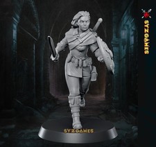 Adventurer Female Fighter Fantasy Miniature DnD 5e Figure Wargame Pathfinder