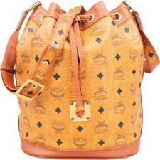 MCM Monogram Visetos Drawstring Bucket Crossb...