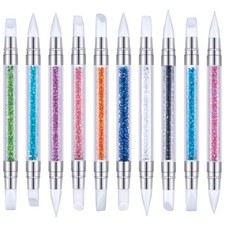 10 Pieces Dual Tipped Silicone Nail Tools Nail Sculpture Pen Brushes Rhinesto...