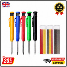 Deep Hole Solid Carpenter Pencil With 6 Refill Leads Construction Pencil Set