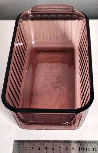 Pyrex Cranberry Baking Dish Glass 1.5QT 1.5L Rectangular Casserole USA Vintage