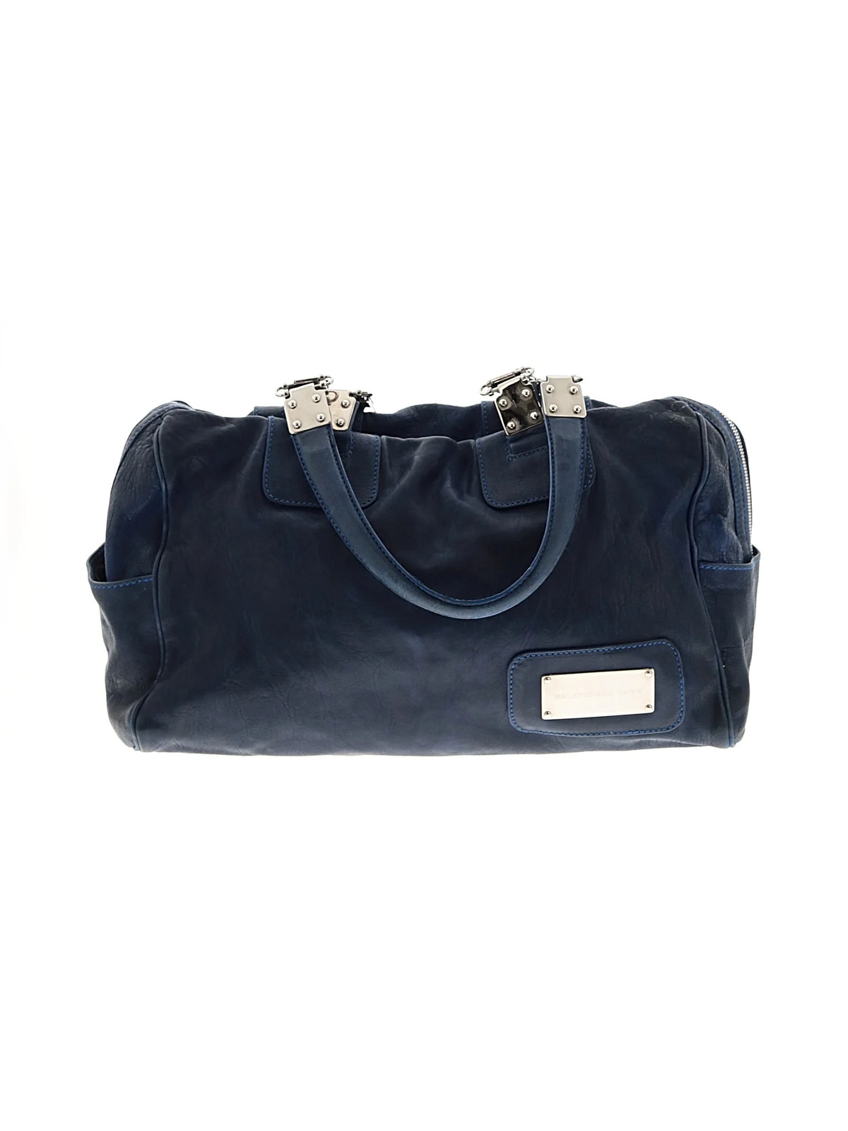 Balenciaga Women Blue Vintage 2000s Leather Bowling Bag One Size