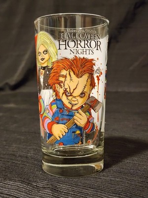 Universal Studios Halloween Horror Nights 2021 Chucky & Tiffany Souvenir Glass 