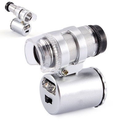 Mini 60X Pocket Microscope Schmuck Lupe Lupenglas LED UV-Licht AK