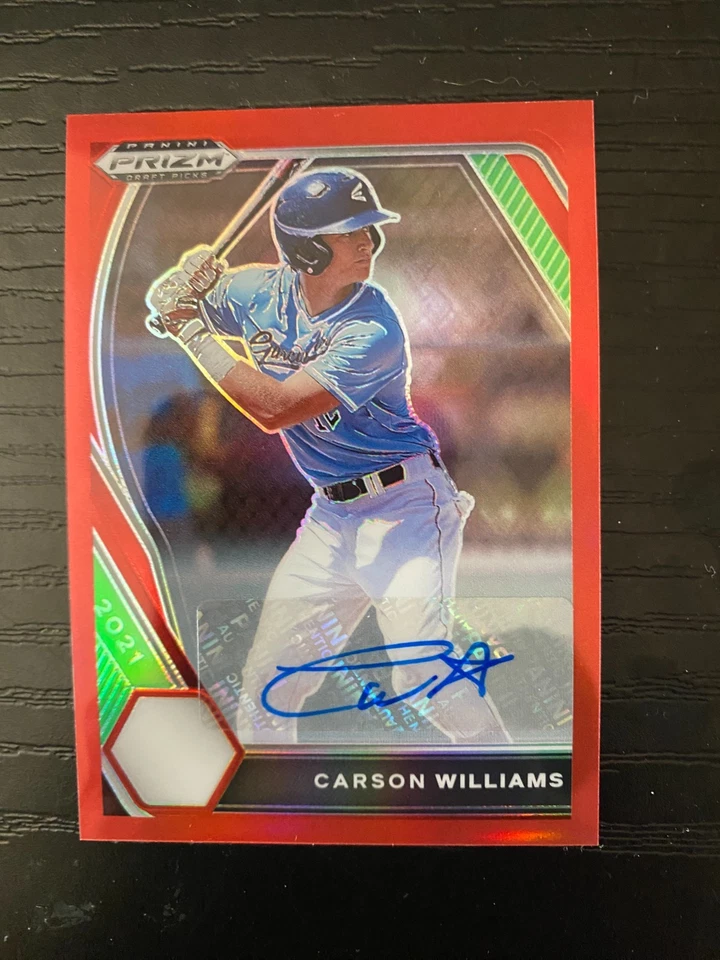 2021 PRIZM CARSON WILLIAMS RC RED REFRACTOR AUTO AUTOGRAPH RAYS ROOKIE SP #35/50 - Image 3 of 4