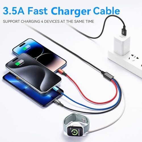 Aufgerüstetes Multi-Ladekabel, 2er-Pack iWatch & iPhone Ladegerät, 4 Zoll 6 Fuß 1 Schwarz - Bild 6 von 7