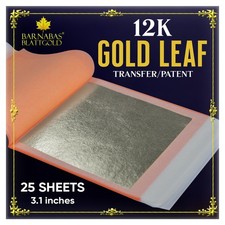Gold Leaf - 12K Real Gold 25 Sheets, 3.1 inches - Transfer Patent for Paint...
