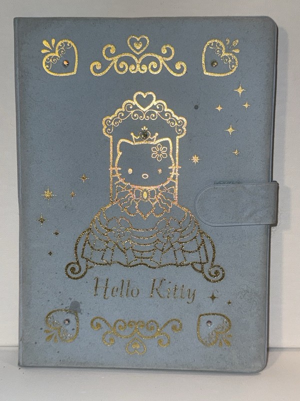 Rare Vintage Sanrio Hello Kitty Princess Velvet Binder Stationary Gold Foil Set
