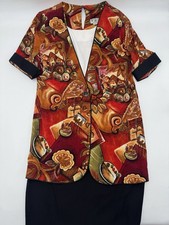 Vintage 1980s TF Sears Multicolored Women s Blazer Blouse 12P Shoulder Pads USA