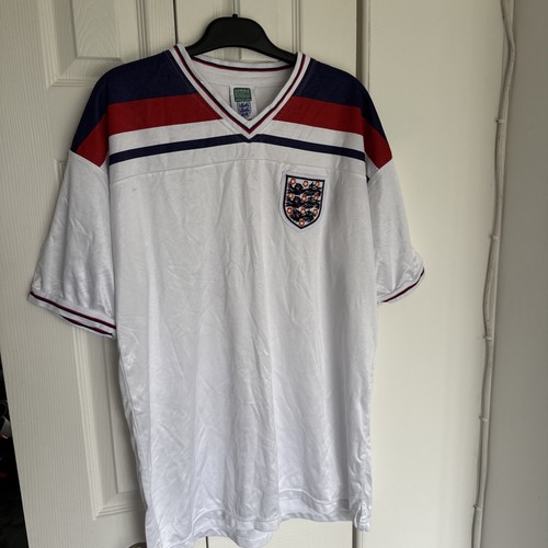 England Score Draw 1982 Home Fußball Trikot Herren XXL Retro Trikot WM.