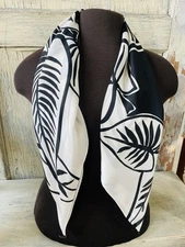 Black & White Liz Claiborne Line Drawing 100% Silk Large Square Scarf