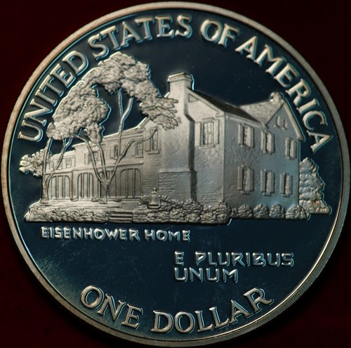 Uncirculated Proof 1990 Eisenhower Comm Silver Dollar - Picture 2 of 2