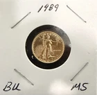 Rare uncirculated 1989 US Gold Eagle 1/10th oz $5 beautiful Coin! key date