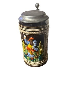 Vintage ERBO ZINN  Ceramic German Lidded Beer Stein 