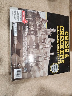 CARDINAL CHESS AND CHECKERS WITH GLASS CHESS BOARD NEW
