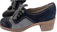 Ricosta Blue Gray Two-Tone Disco Platform Chunky Heel Retro Party Shoes 8.5