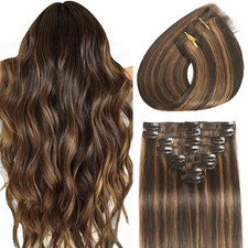 Clip in Hair Extensions Real Human Hair Seamless Balayage Human Clip Ins Extensi