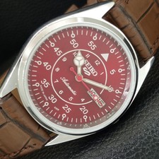 VINTAGE SEIKO 5 AUTOMATIC 6309A REFURBISHED JAPAN MENS RED DIAL WATCH a444662-3