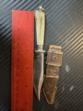 Vintage Stag Handle Straight Blade Knife 