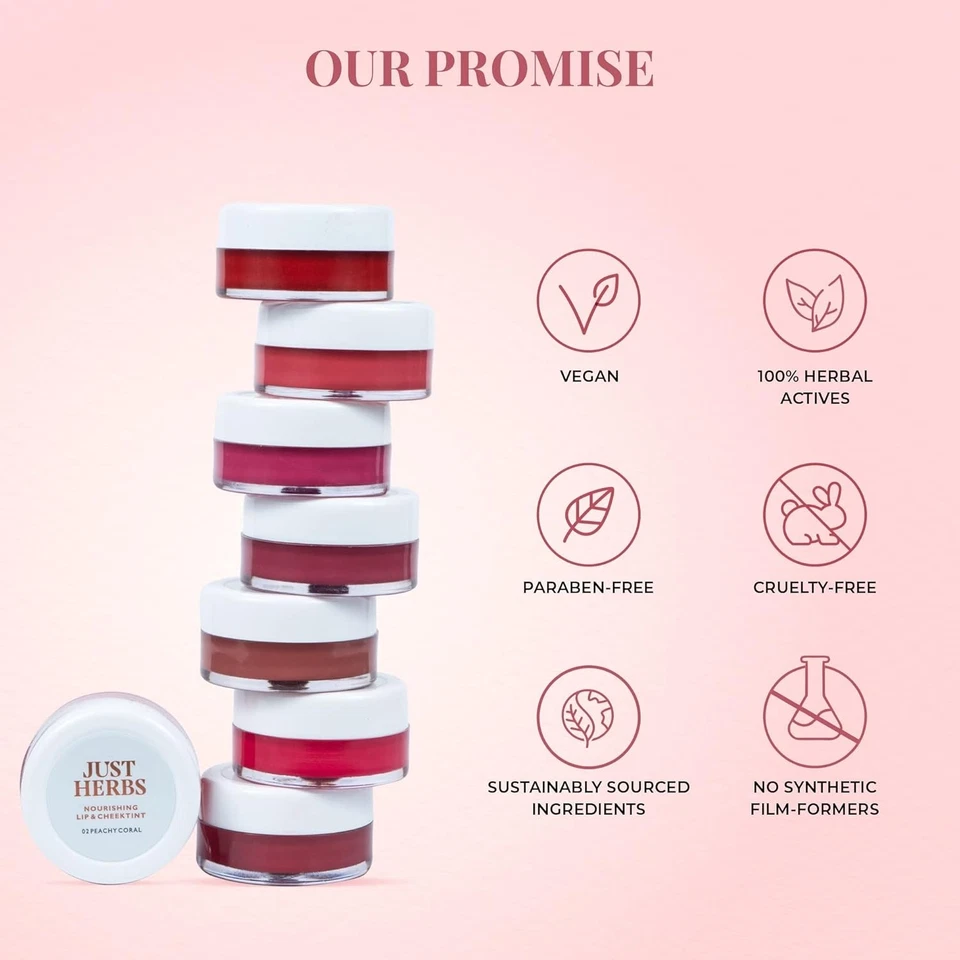 Just Herbs Ayurvedic Natur Lippen Und Wange Tönung Rouge, Pink Forever 16.3gm - Bild 3 von 4