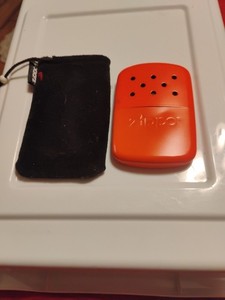 Zippo Orange Hand Warmer With Black Cloth Pouch Refillable