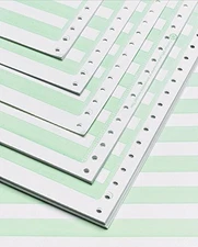 Continuous Computer Paper, 14 7/8 x 11, 1-Part, 92 Bright,18 lb, 1/2" Green B...
