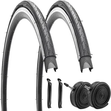 2 Pack 700x23C Bike Tires with 2 Inner Tubes Presta Valve and 2 Levers City R...