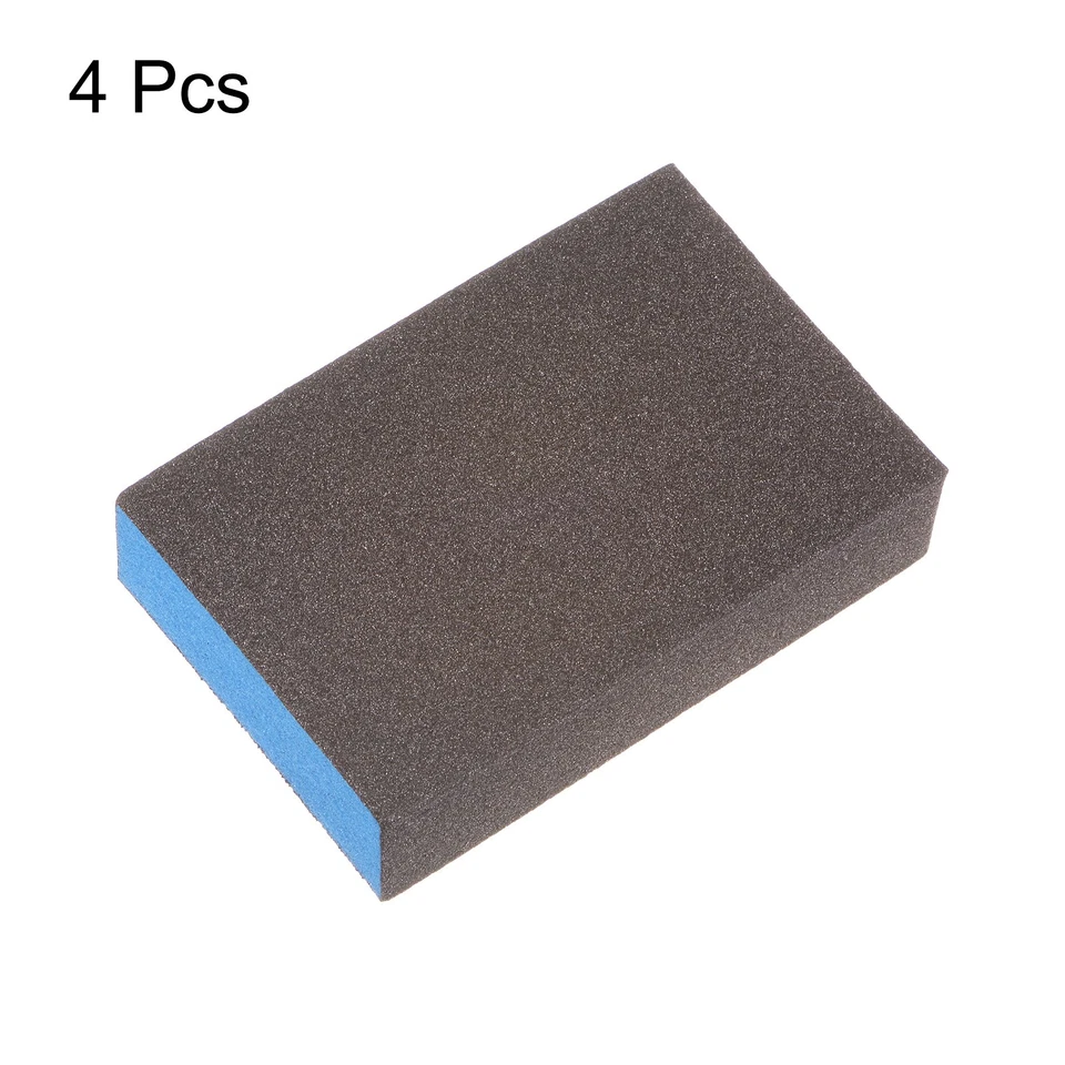 4 x blocos de esponja de lixa 500-600 grãos bloco de lixa, 100x70x25mm, marrom e azul - Imagem 3 de 4