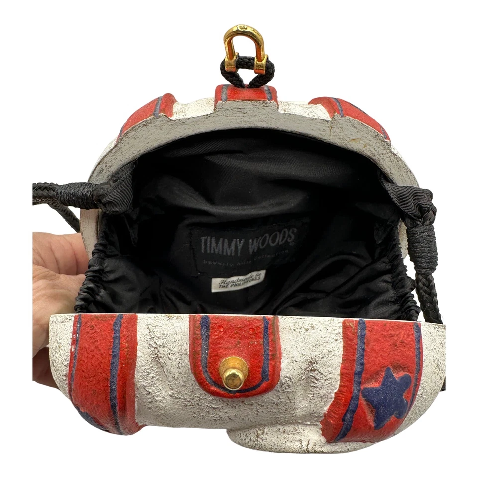 Timmy Woods Elefante Patriótico Cartera Bolso de Mano Rojo Blanco Azul Dorado Acentos Moteado Foto 2 de 4