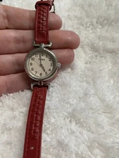 Timex WR30M Watch Red Leather  Band Need Battery